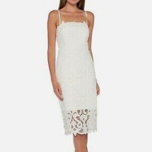 NWT Bardot Lina Ivory Lace Midi Sheath Cocktail Dress Size 6